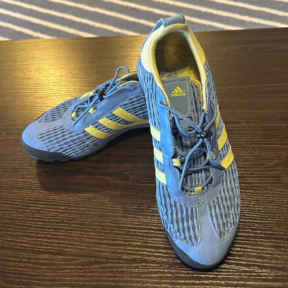 Women's Adidas Blue and Yellow Athletic Shoes - Picture 2 of 8